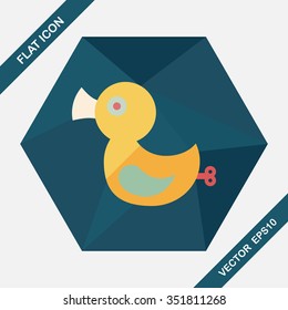 Duck toy flat icon with long shadow,eps 10