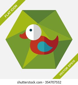 Duck toy flat icon with long shadow,eps 10