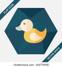 Duck toy flat icon with long shadow,eps 10