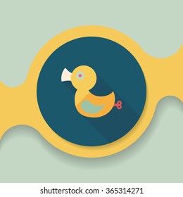 Duck toy flat icon with long shadow,eps 10