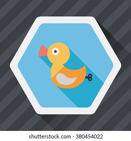Duck toy flat icon with long shadow,eps 10
