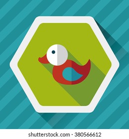 Duck toy flat icon with long shadow,eps 10