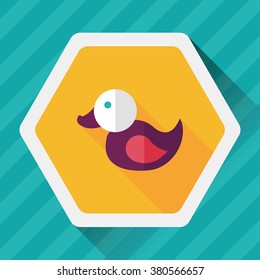 Duck toy flat icon with long shadow,eps 10