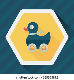 duck toy flat icon with long shadow,eps10