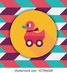 duck toy flat icon with long shadow,eps10