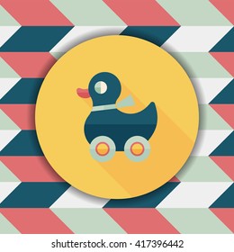 duck toy flat icon with long shadow,eps10