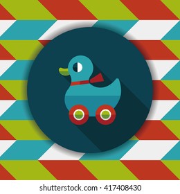 duck toy flat icon with long shadow,eps10