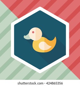 Duck toy flat icon with long shadow,eps 10