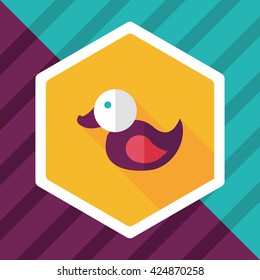 Duck toy flat icon with long shadow,eps 10