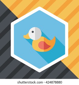 Duck toy flat icon with long shadow,eps 10