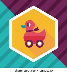 duck toy flat icon with long shadow,eps10