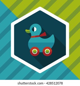 duck toy flat icon with long shadow,eps10