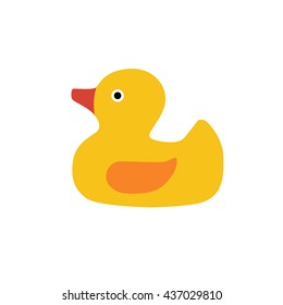 Duck toy flat icon. Vector bath baby toy silhouette illustration