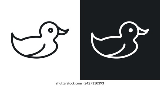 Duck toy icon designed in a line style on white background.