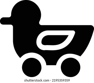 Duck Toy Icon With Glyph Style, Kindergarten Sign And Symbol Isolated On White Background