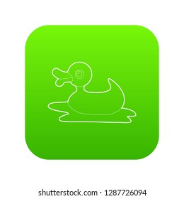 Duck toy icon green vector isolated on white background