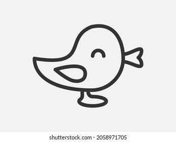 Duck toy icon on white background. Line style vector.