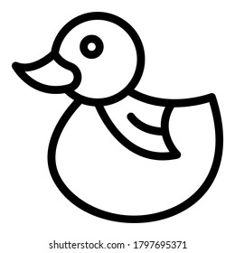 Duck toy icon. Outline duck toy vector icon for web design isolated on white background