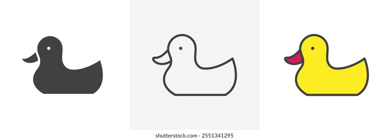 Duck toy icon pack. Vector illustration. EPS10