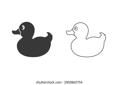 Duck toy icon set. Inflatable rubber duck. Vector illustration, flat design element