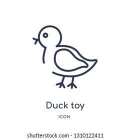 duck toy icon from toys outline collection. Thin line duck toy icon isolated on white background.