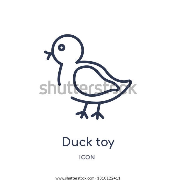 duck toy icon from toys\
outline collection. Thin line duck toy icon isolated on white\
background.