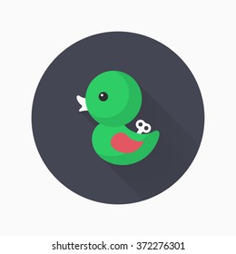 Duck toy icon , Vector flat long shadow design. Children's toys concept.