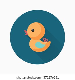 Duck toy icon , Vector flat long shadow design. Children's toys concept.