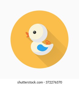 Duck toy icon , Vector flat long shadow design. Children's toys concept.