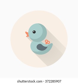 Duck toy icon , Vector flat long shadow design. Children's toys concept.