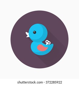 Duck toy icon , Vector flat long shadow design. Children's toys concept.
