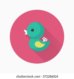 Duck toy icon , Vector flat long shadow design. Children's toys concept.