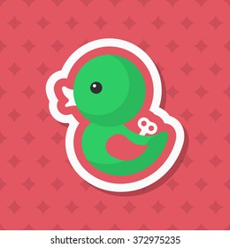 Duck toy icon , Vector flat long shadow design. Children's toys concept.
