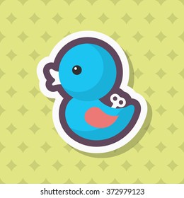 Duck toy icon , Vector flat long shadow design. Children's toys concept.