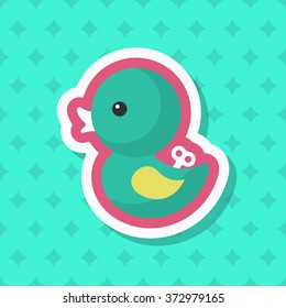 Duck toy icon , Vector flat long shadow design. Children's toys concept.