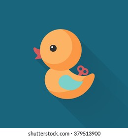 Duck toy icon , Vector flat long shadow design. Children's toys concept.
