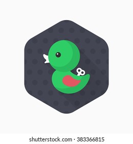Duck toy icon , Vector flat long shadow design. Children's toys concept.