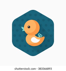 Duck toy icon , Vector flat long shadow design. Children's toys concept.