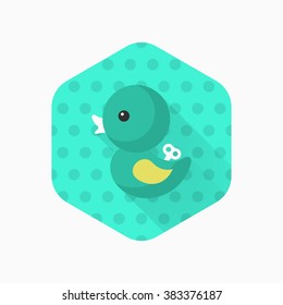 Duck toy icon , Vector flat long shadow design. Children's toys concept.