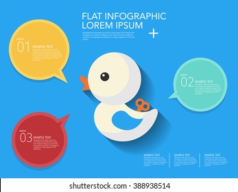 Duck toy icon , Vector flat long shadow design. Children's toys  infographic,eps10