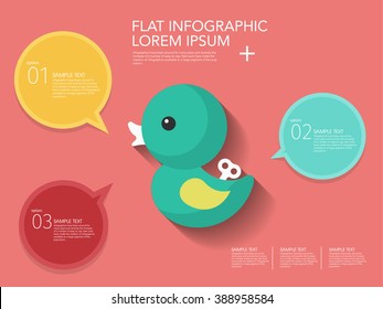 Duck toy icon , Vector flat long shadow design. Children's toys  infographic,eps10