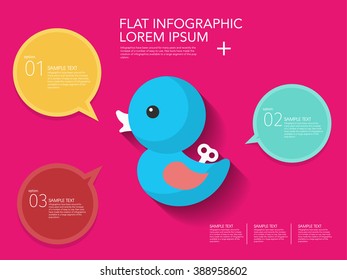 Duck toy icon , Vector flat long shadow design. Children's toys  infographic,eps10