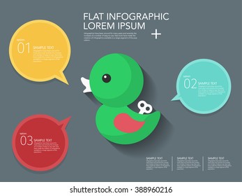 Duck toy icon , Vector flat long shadow design. Children's toys  infographic,eps10