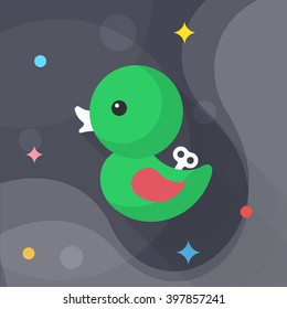 Duck toy icon , Vector flat long shadow design. Children's toys concept.