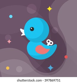 Duck toy icon , Vector flat long shadow design. Children's toys concept.