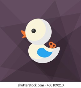 Duck toy icon , Vector flat long shadow design. Children's toys concept.