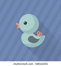 Duck toy icon , Vector flat long shadow design. Children's toys concept.