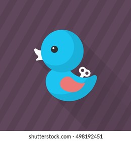 Duck toy icon , Vector flat long shadow design. Children's toys concept.