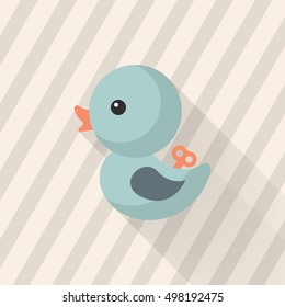 Duck toy icon , Vector flat long shadow design. Children's toys concept.