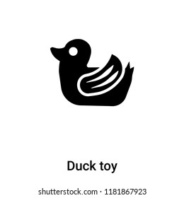 Duck toy icon vector isolated on white background, logo concept of Duck toy sign on transparent background, filled black symbol